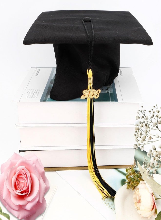 QIHOMPIB 2026 Black Gold Gradution Tassel with Golden Charm for Graduation Cap Hat Gown Headband Decorations Senior Class of 2026 Congrats Grad Party Favors Supplies Ceremonies Memorial Graduations Decor - Image 3